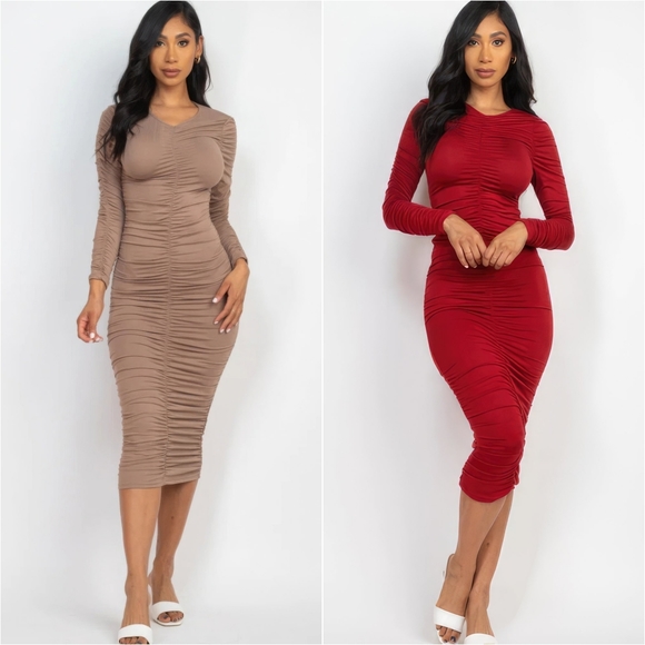 Radiant Ruching Midi Dress - Black - Picture 15 of 15